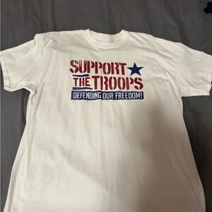 Support The Troops White Graphic Tee